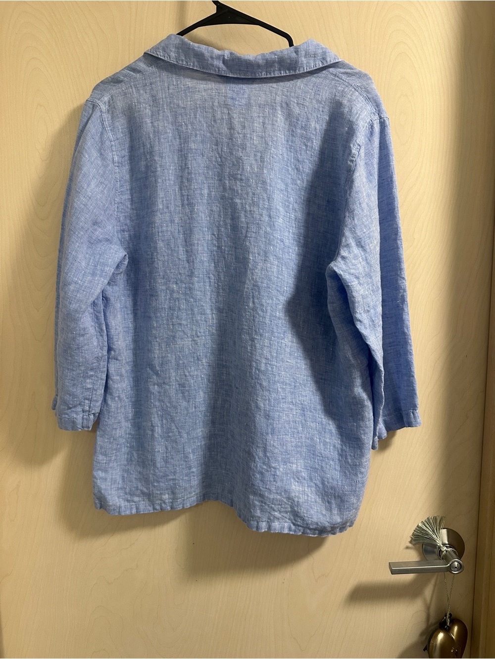 The Company Store 100% Linen Tunic Top Large Vneck Coastal Grandma Lagenlook - Picture 2 of 6